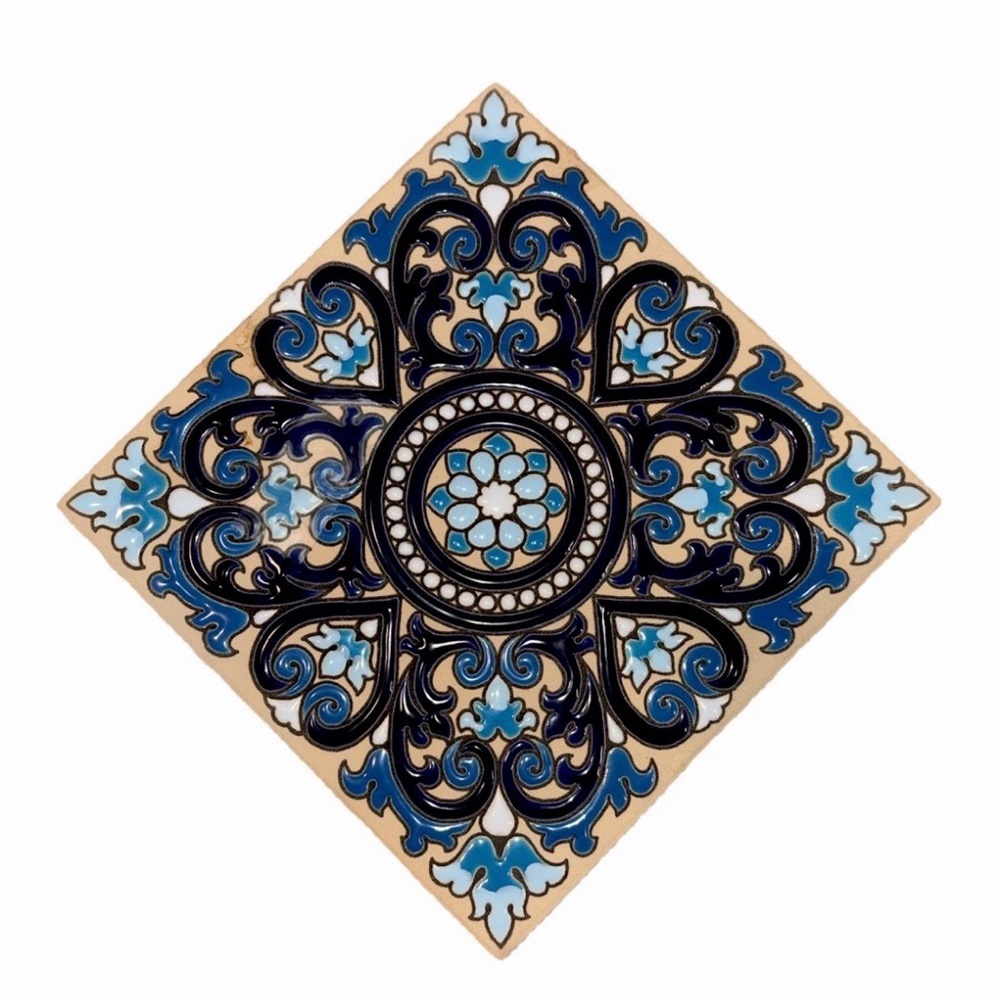 Spain Hand Made By Cearco Decorative Ceramic Tile Blue 6 Inches Wall Hanging